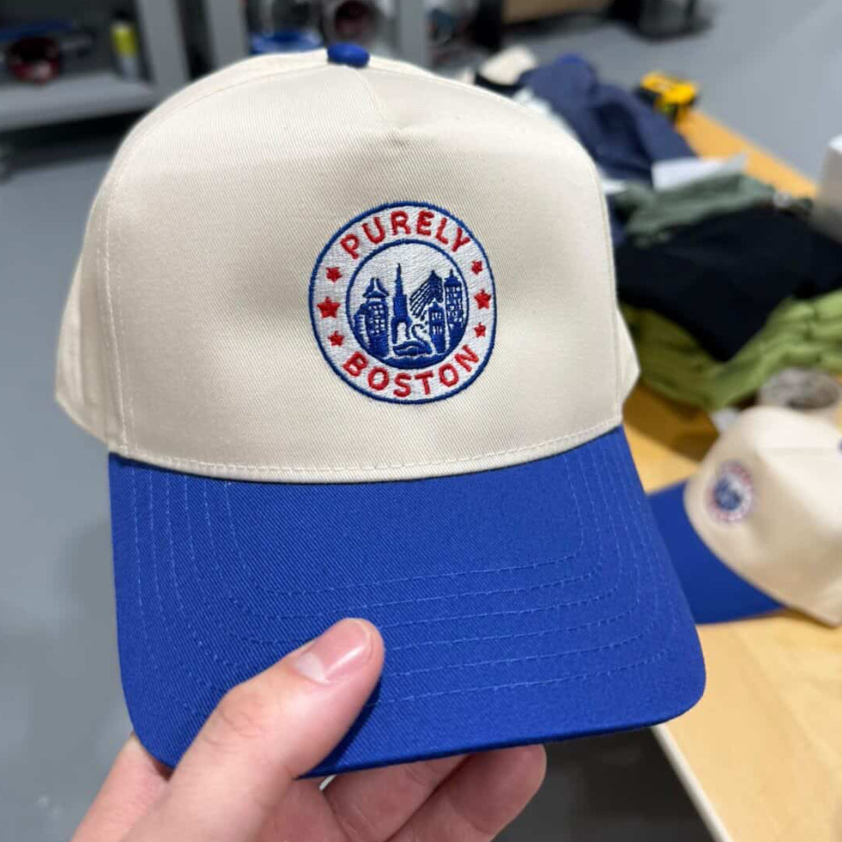Purely Boston Logo Natural/Royal Snapback Hat