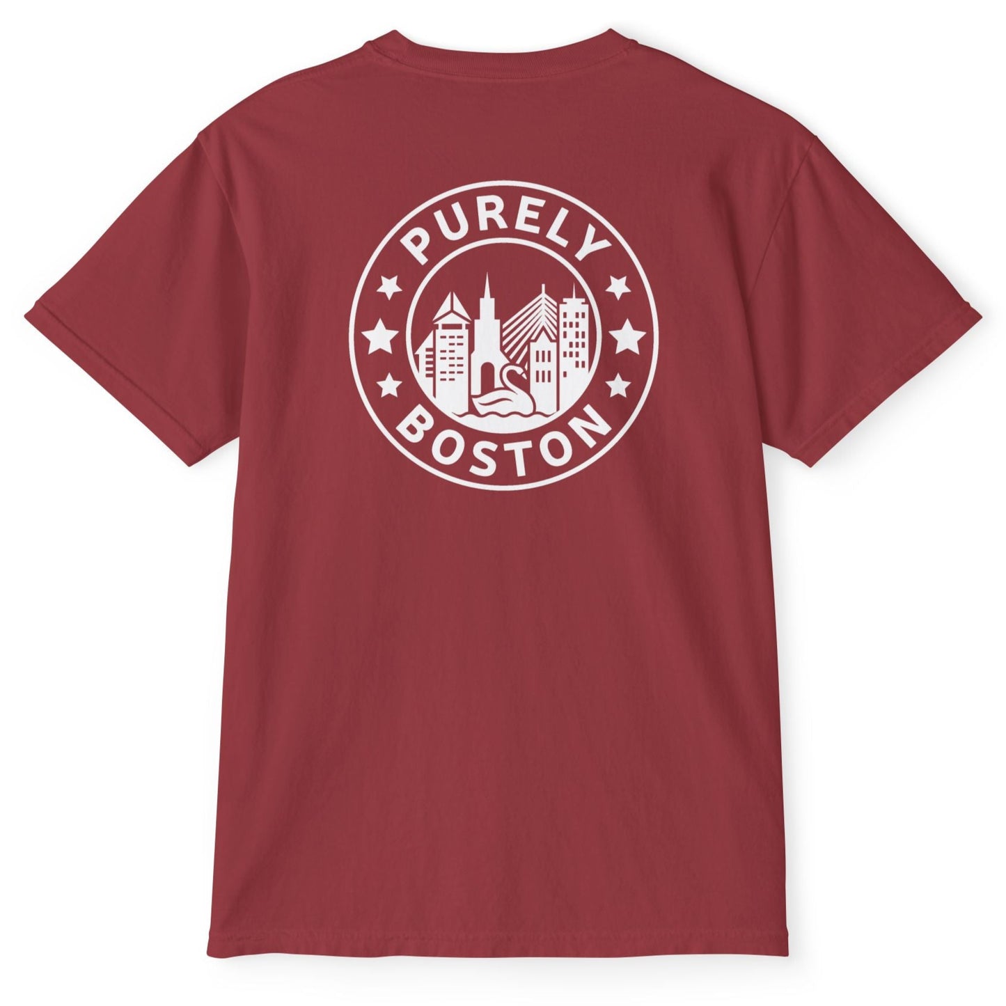Purely Boston White Logo Chili Red Pocket T-Shirt