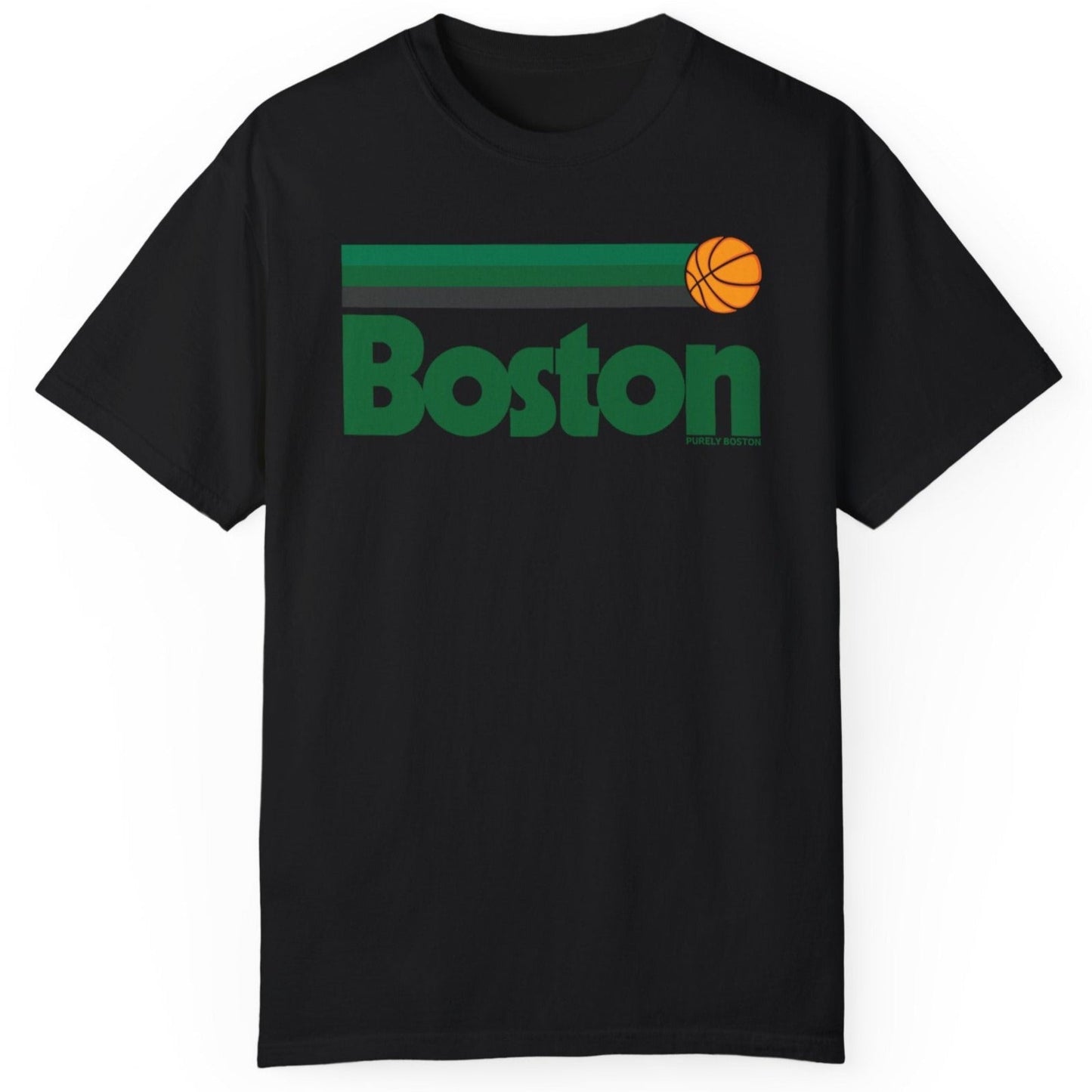 Boston Retro Basketball Black T-Shirt