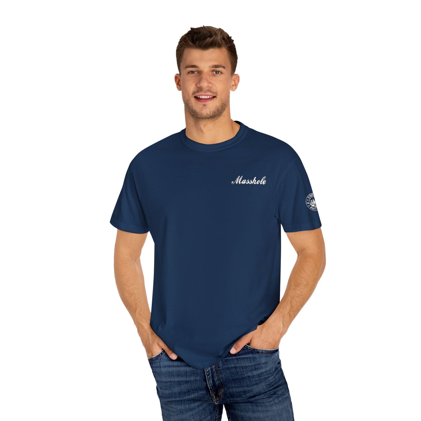 Masshole Embroidered Navy T-Shirt