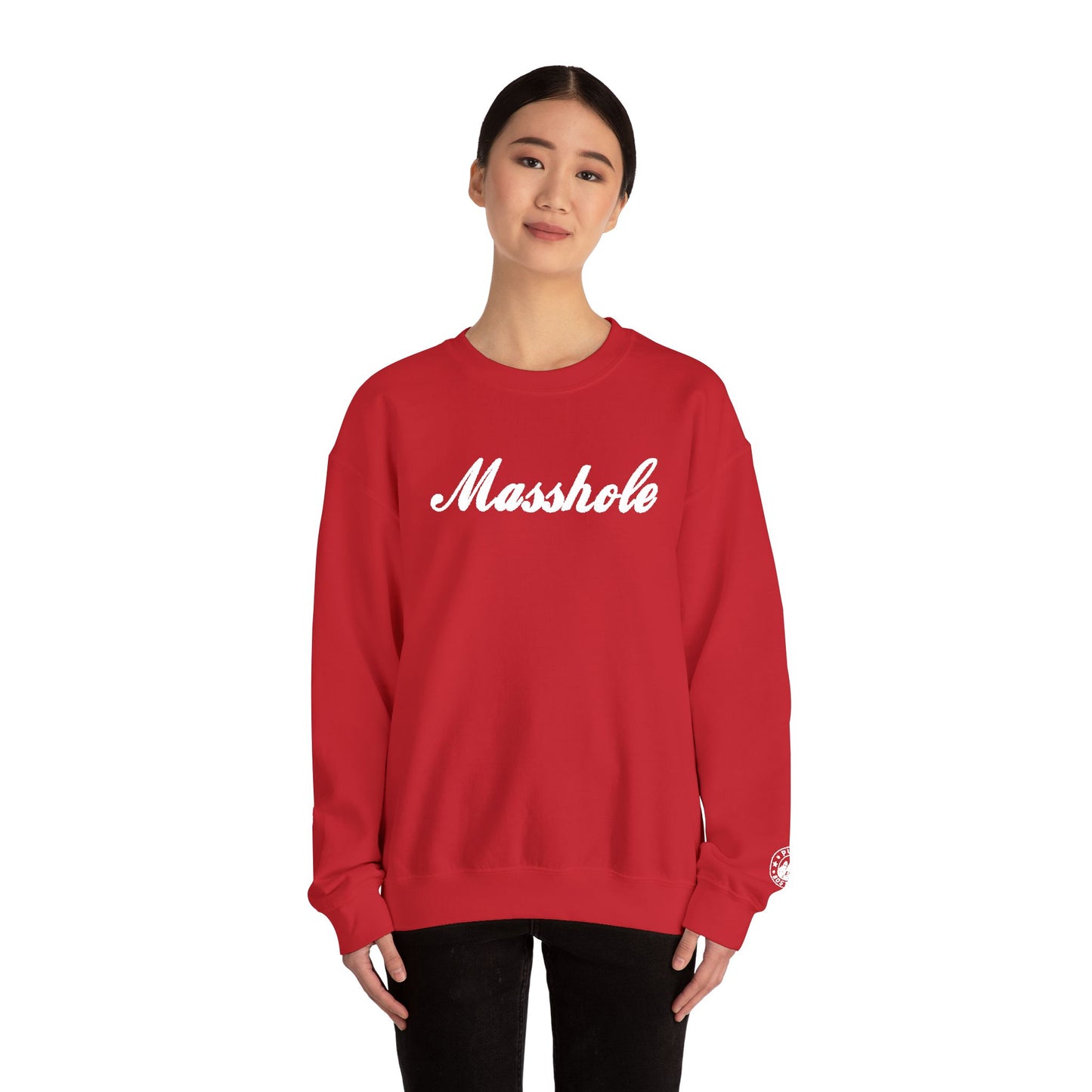 Masshole Embroidered Red Crewneck