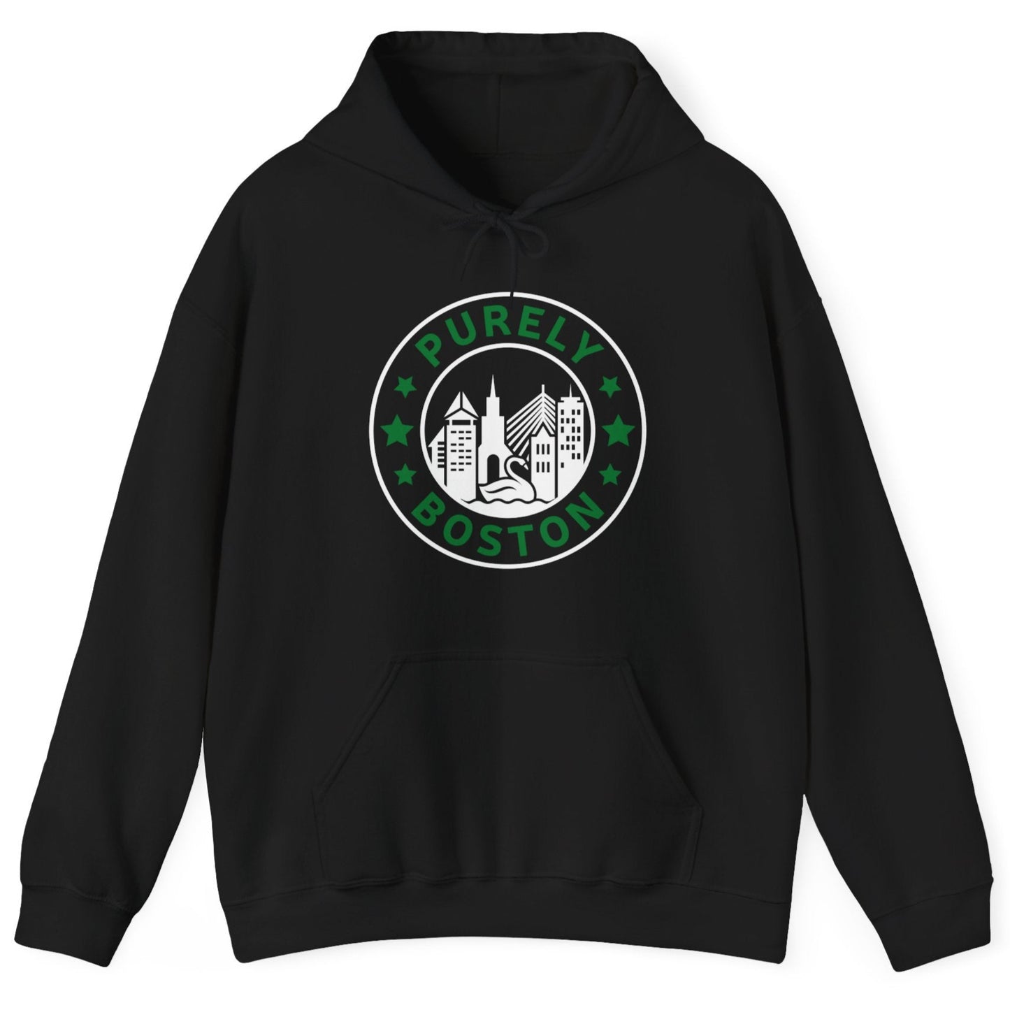 Purely Boston Black & Green Logo Hoodie