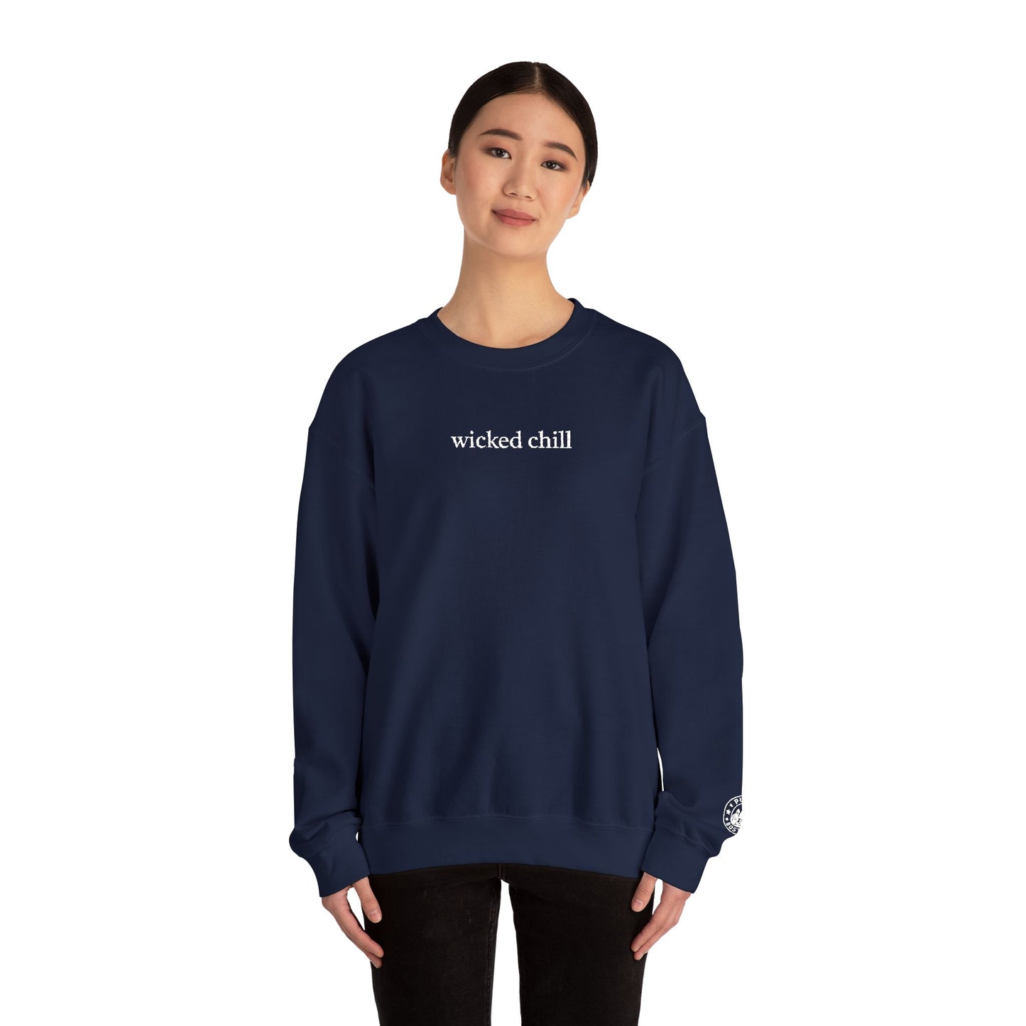 Wicked Chill Embroidered Chocolate Crewneck