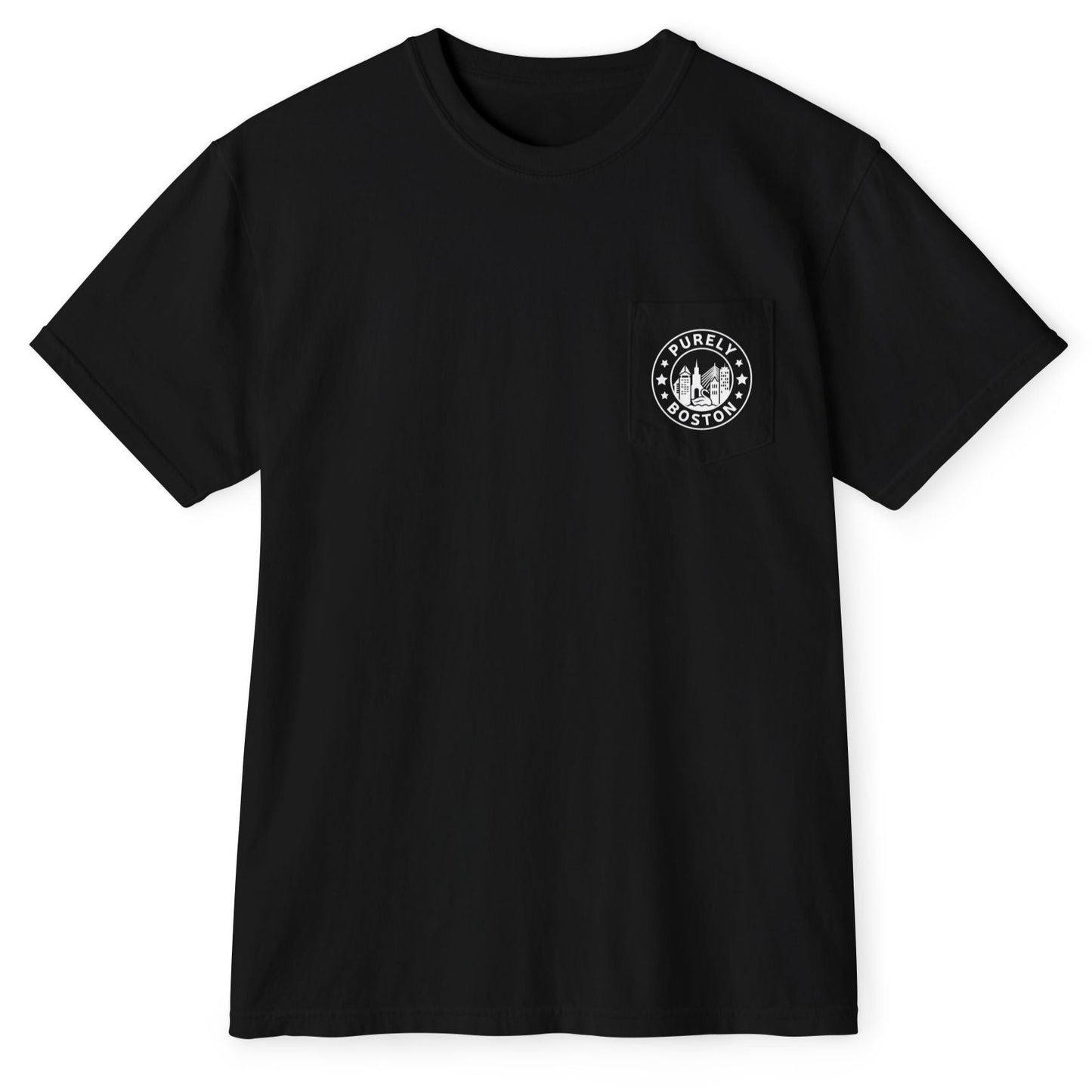 Purely Boston White Logo Black Pocket T-Shirt