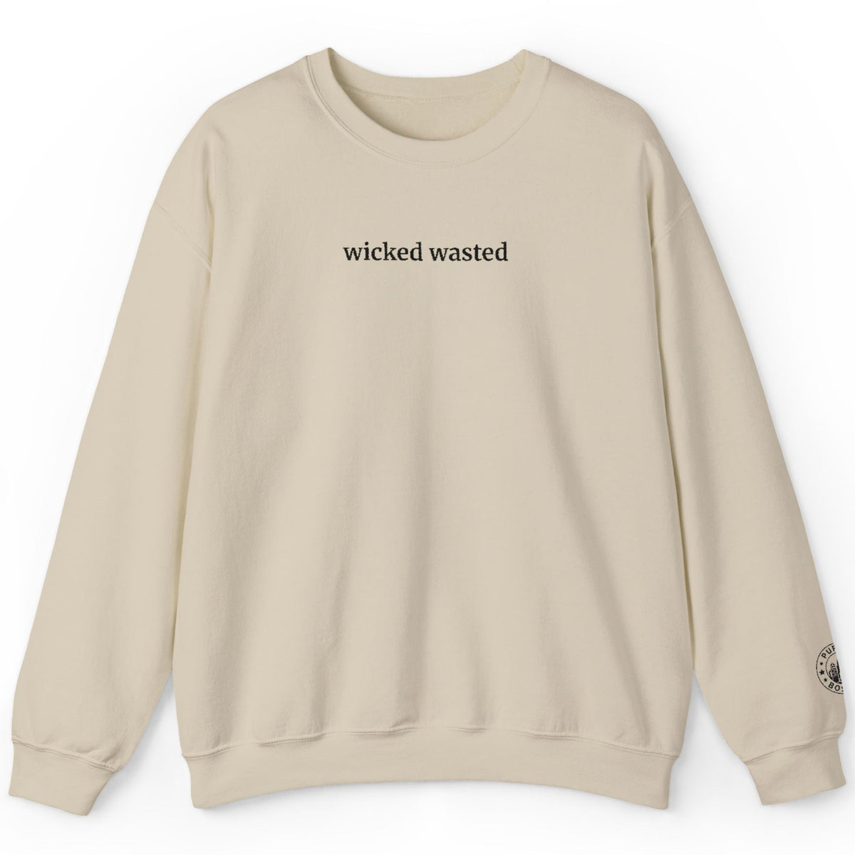 Wicked Wasted Embroidered Sand Crewneck