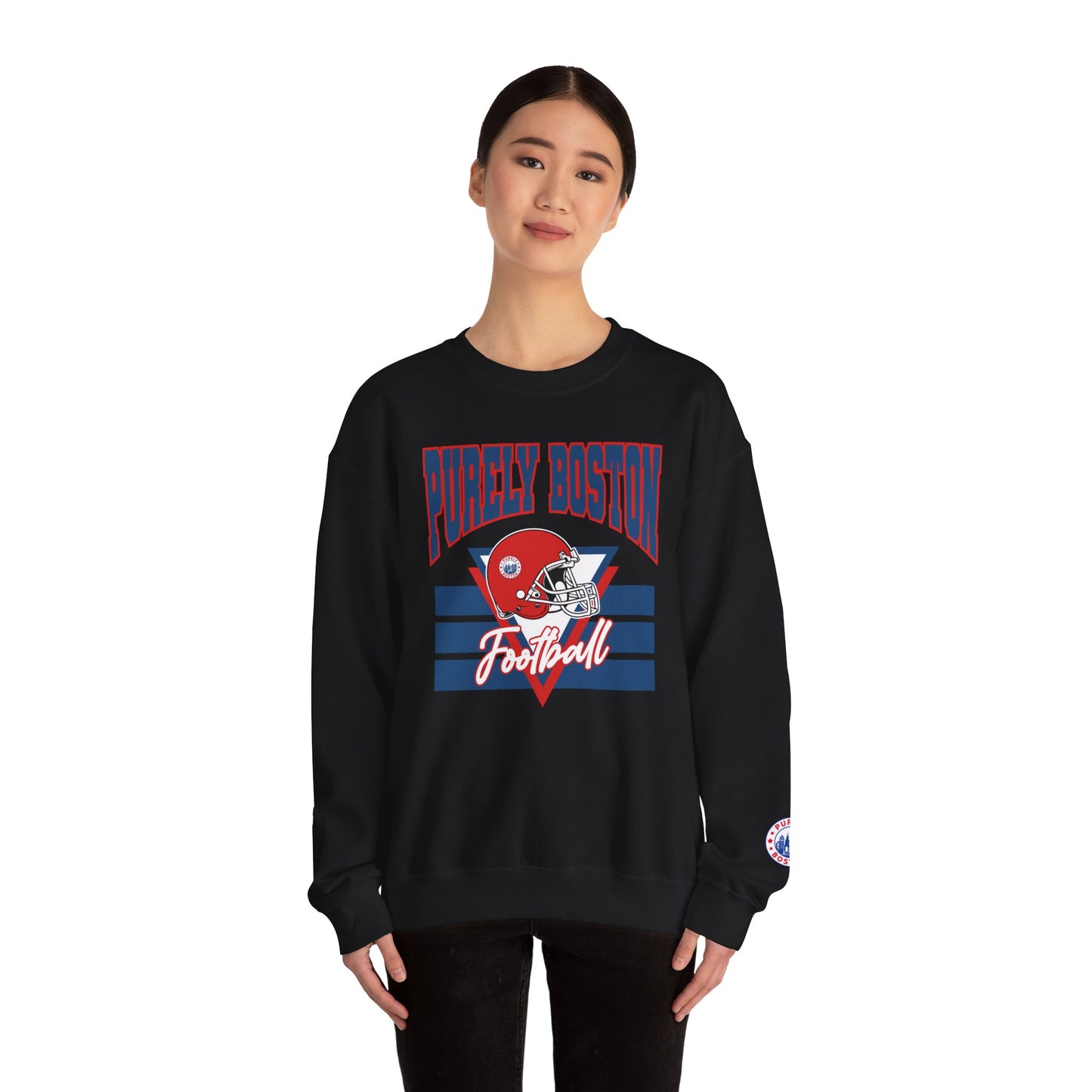 Purely Boston Football Black Crewneck