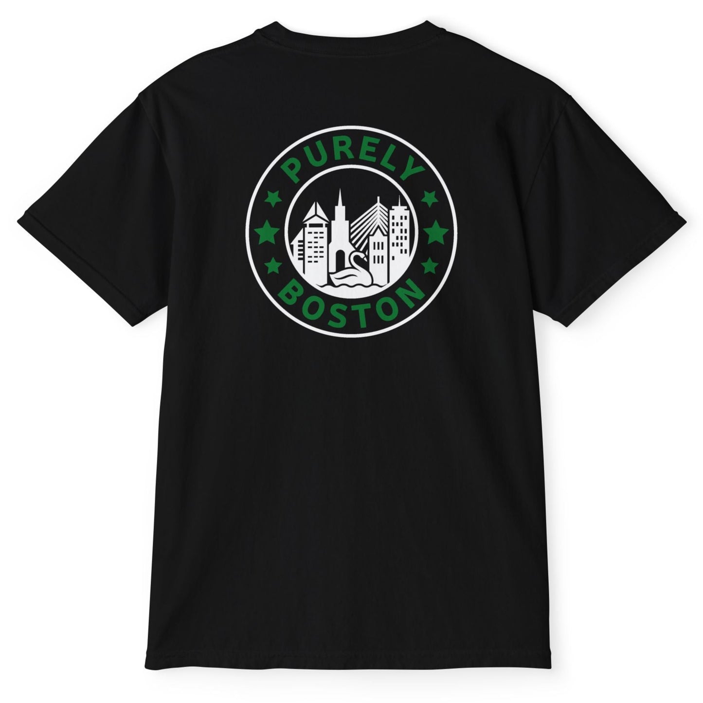 Purely Boston Black & Green Logo Pocket T-Shirt