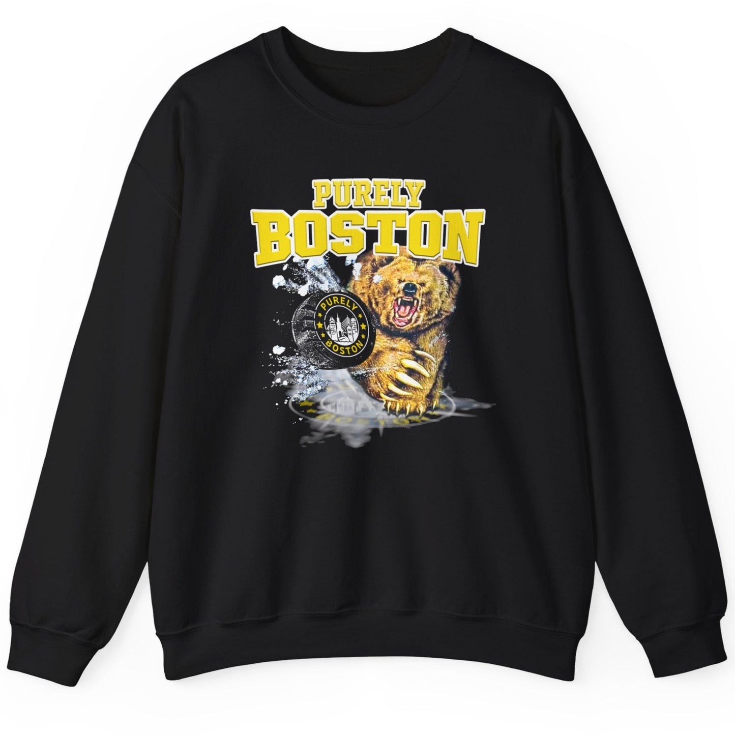 Purely Boston Retro Hockey Bear Claw Crewneck