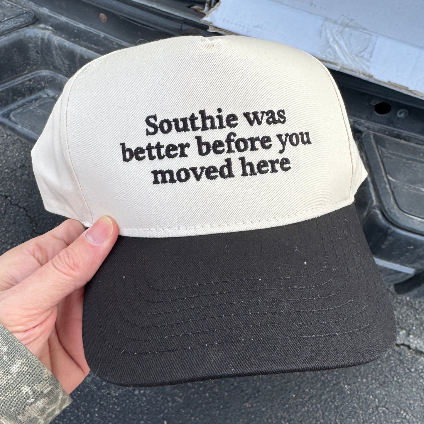 Southie Was Better Before You Moved Here Natural/Black Snapback Hat