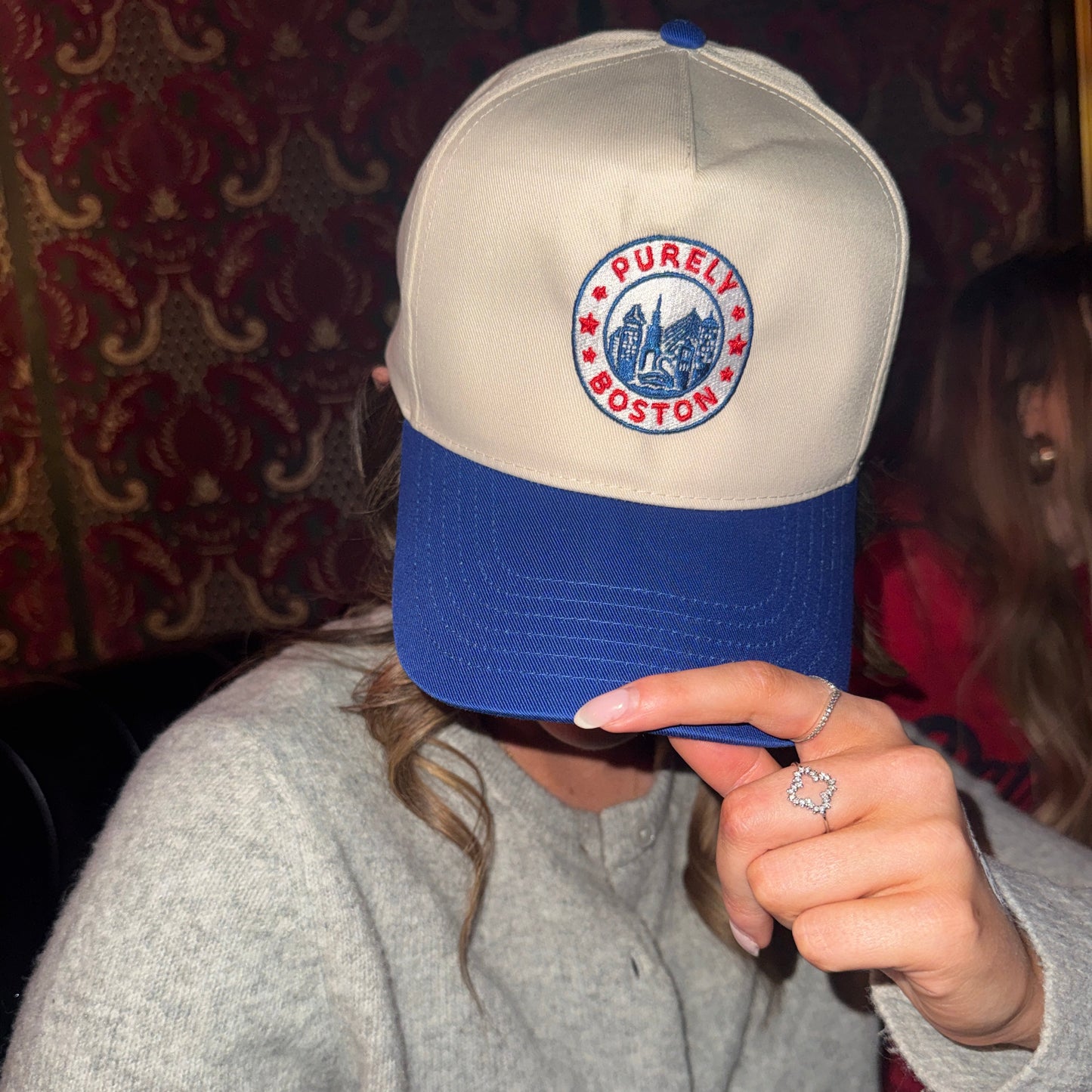 Purely Boston Logo Natural/Royal Snapback Hat