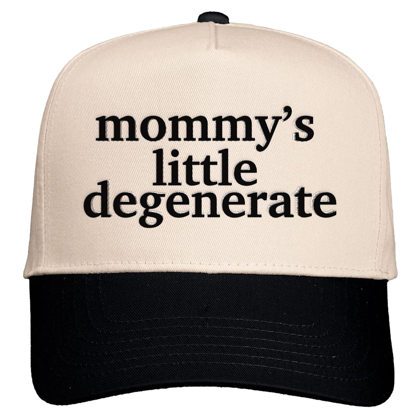 Mommy's Little Degenerate Natural/Black Snapback Hat