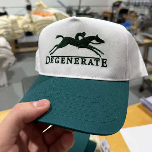 Degenerate White/Forest Green Snapback Hat