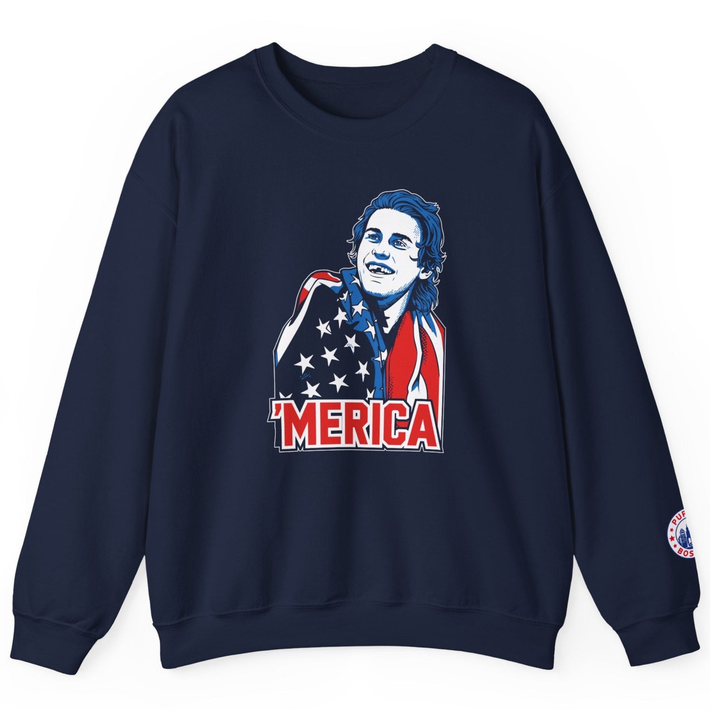'Merica Hockey Champions Navy Crewneck