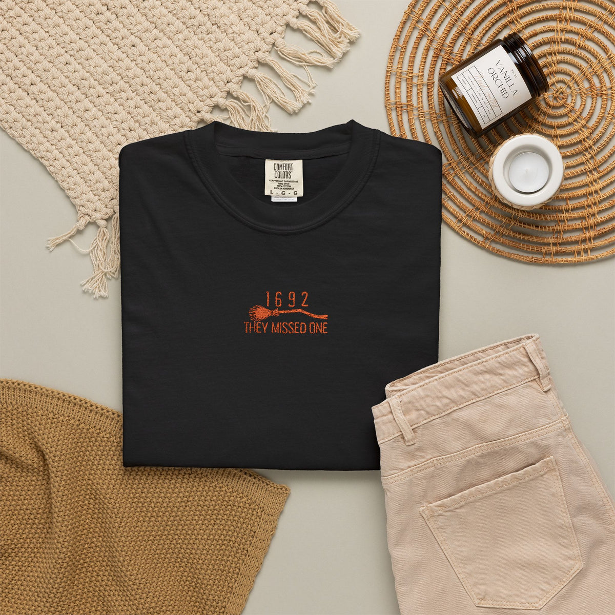 1692 They Missed One Embroidered Black T-Shirt
