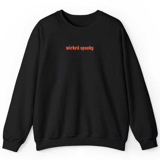 Wicked Spooky Embroidered Black Crewneck Sweatshirt