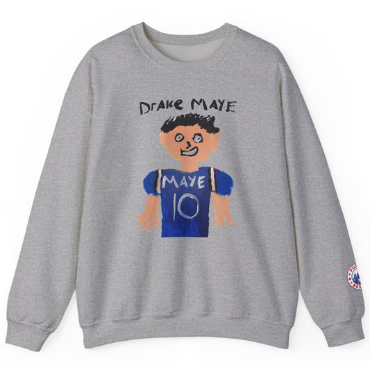 Drake Maye Painting Grey Crewneck