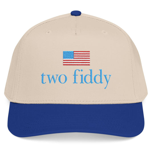 Two Fiddy Natural/Royal Snapback Hat