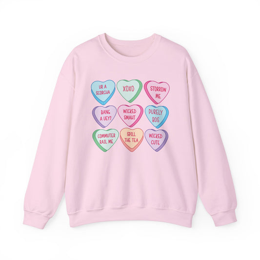 Boston Candy Hearts Light Pink Crewneck