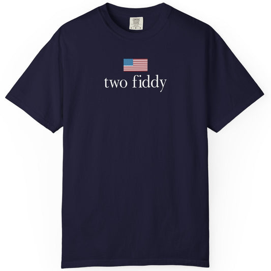 Two Fiddy American Flag Navy T-Shirt