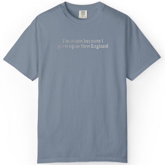 I’m mean because I grew up in New England Blue Jean Embroidered T-Shirt