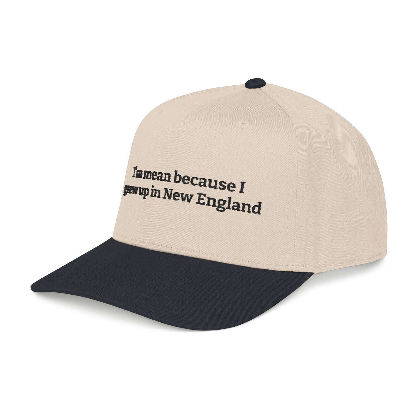 I’m Mean Because I Grew Up In New England Natural/Black Snapback Hat