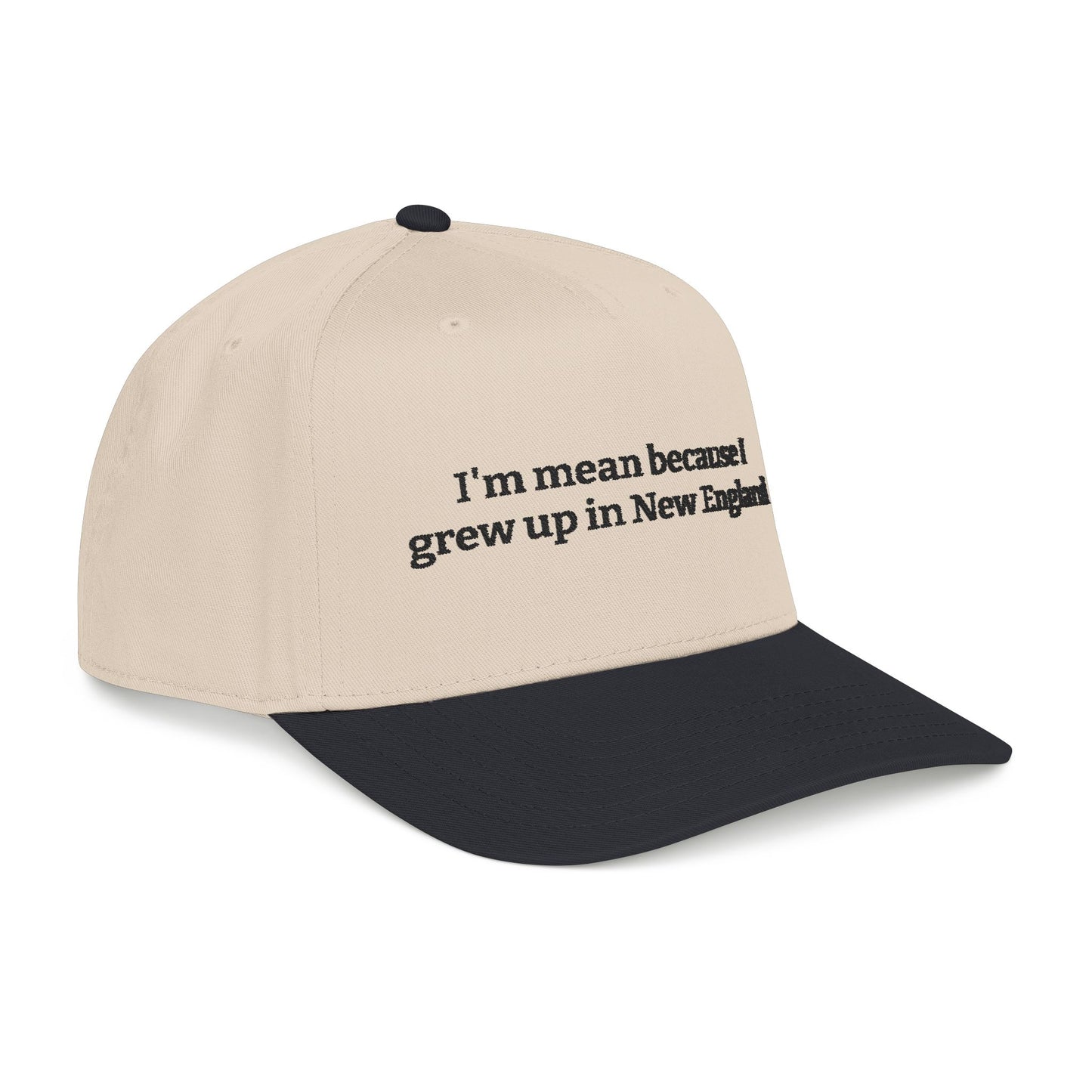 I’m Mean Because I Grew Up In New England Natural/Black Snapback Hat