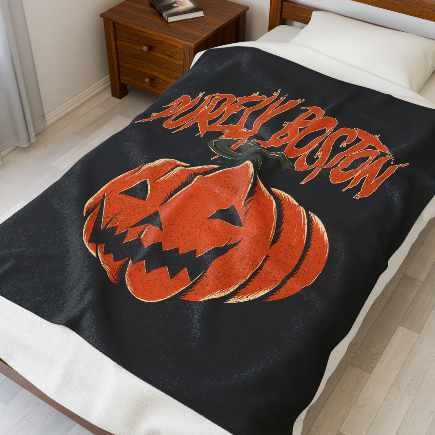 Purely Boston Spooky Pumpkin Blanket