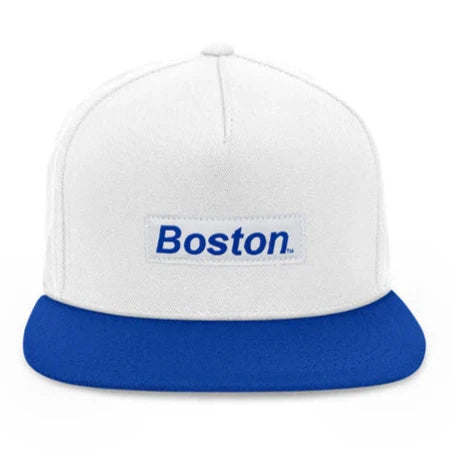 Boston White/Royal Two Tone Box Logo Snapback Hat