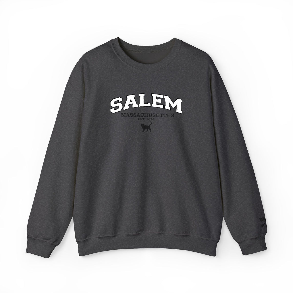 Salem Massachusetts Embroidered Dark Heather Crewneck Sweatshirt