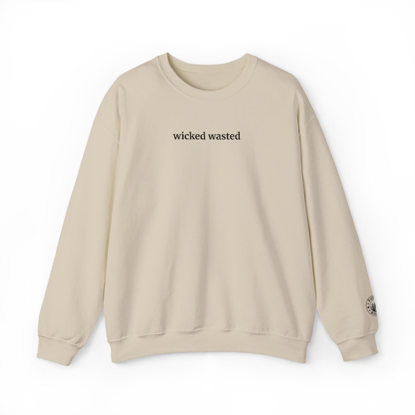 Wicked Wasted Embroidered Sand Crewneck