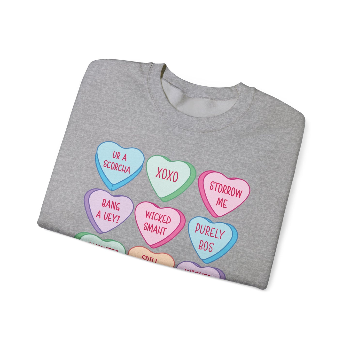 Boston Candy Hearts Grey Crewneck