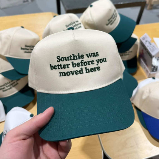 Southie Was Better Before You Moved Here Natural/Forest Green Snapback Hat