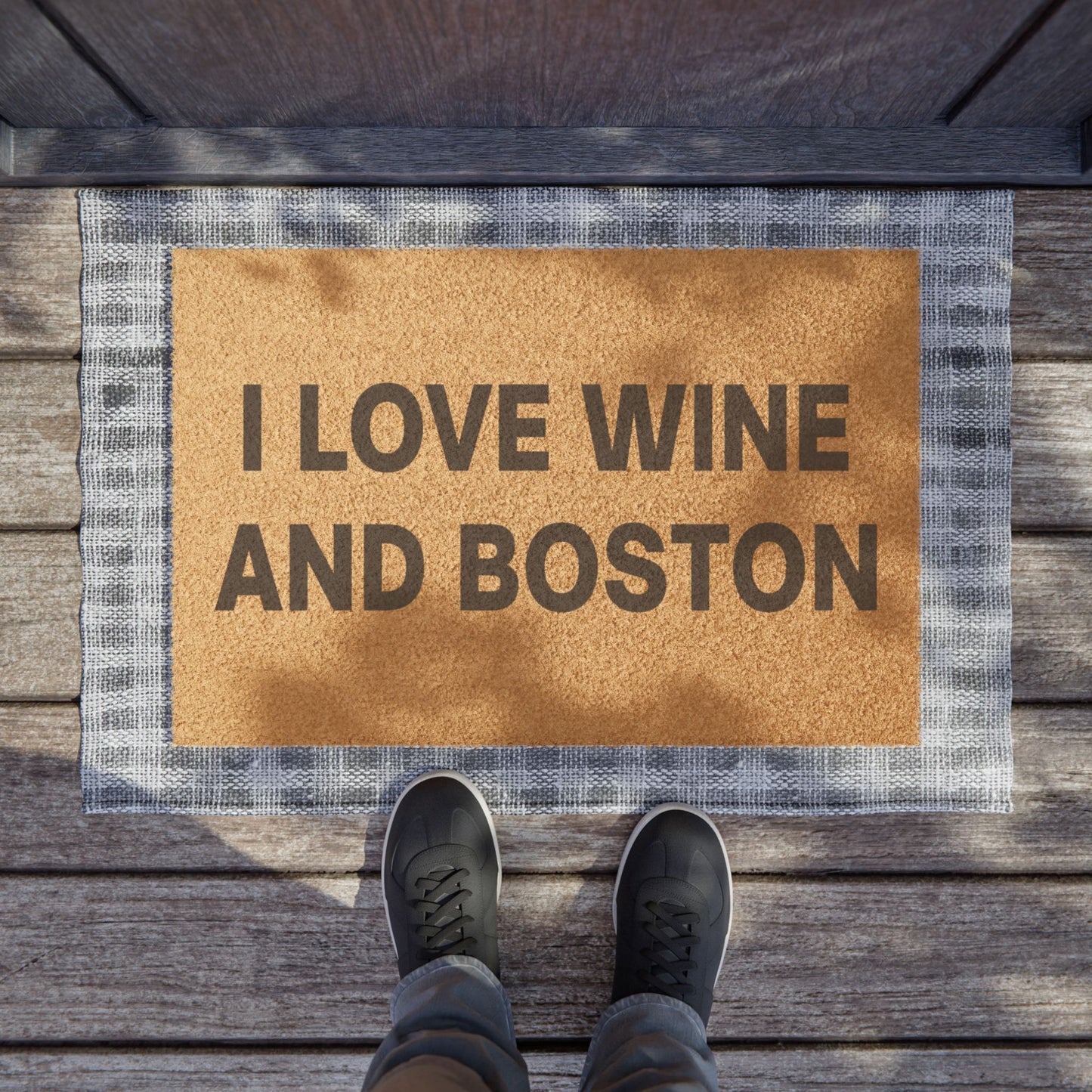 I Love Wine And Boston Doormat