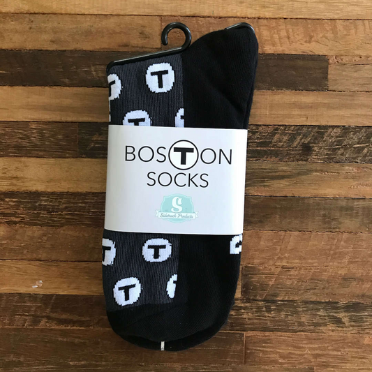 MBTA Boston T Black Socks