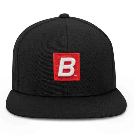 B Black/Red Box Snapback Hat