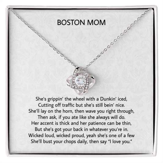 Boston Mom - Dunkin Iced - Love Knot Necklace