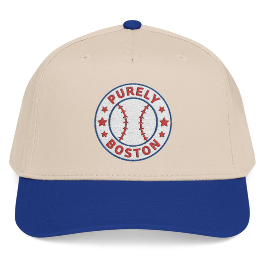 Purely Boston Baseball Logo Natural/Royal Snapback Hat