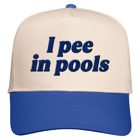 I Pee In Pools Natural/Royal Snapback Hat