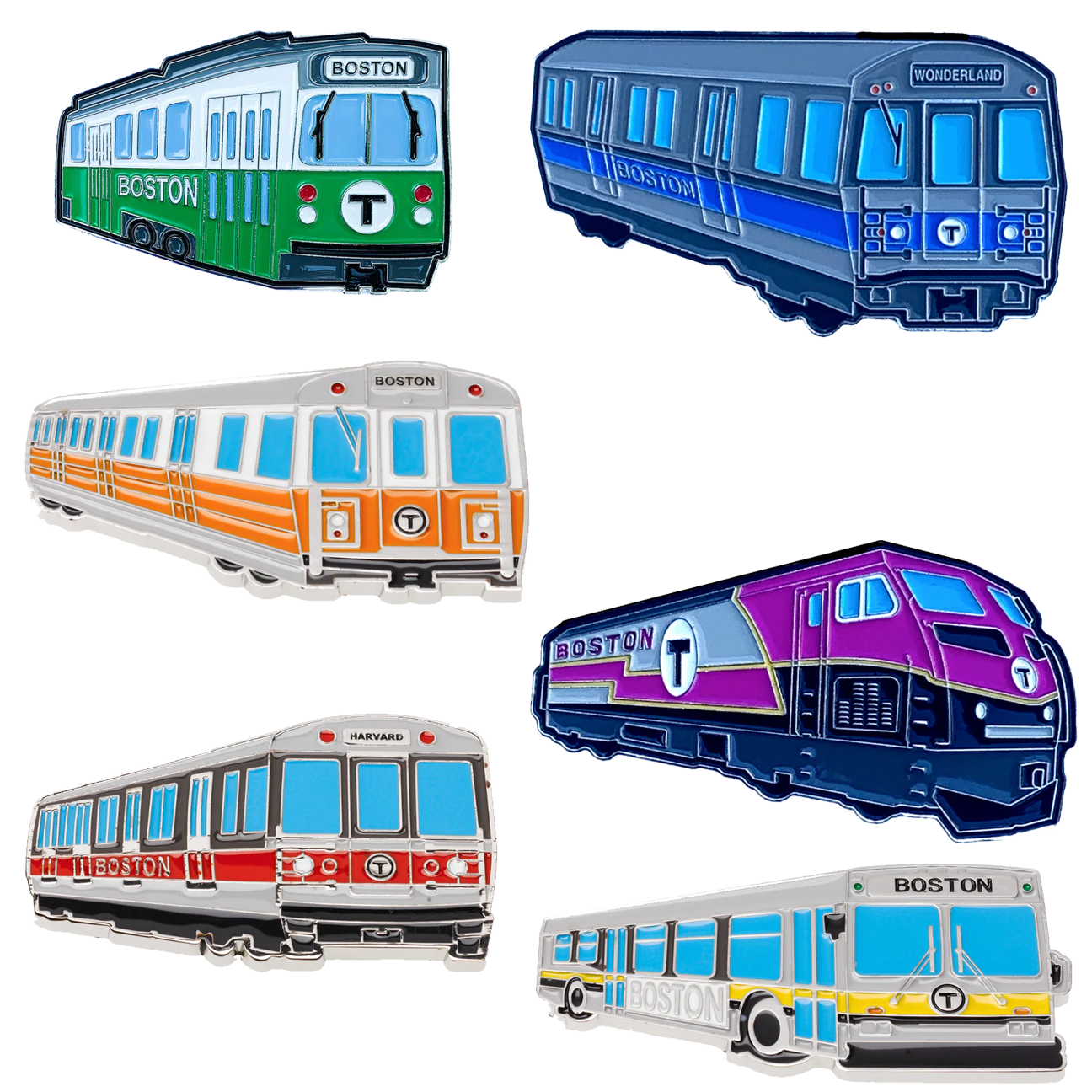 MBTA Boston Fridge Magnet 6pc Set