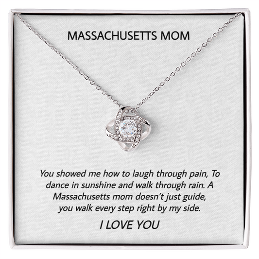 Massachusetts Mom - Laugh Through Pain - Love Knot Necklace