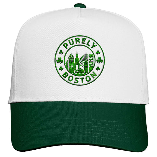 Purely Boston Shamrock Logo White/Forest Green Snapback Hat