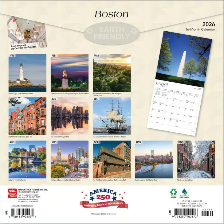 Boston 2026 Wall Calendar