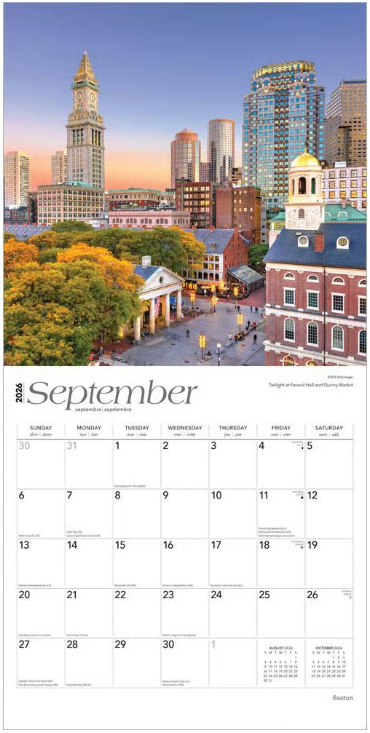 Boston 2026 Wall Calendar