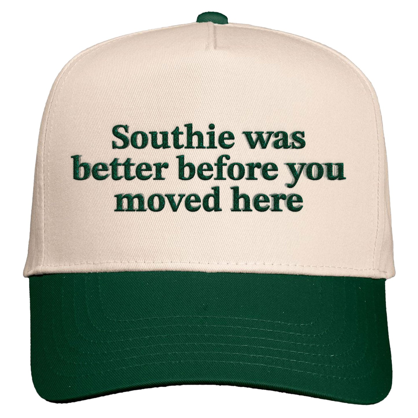 Southie Was Better Before You Moved Here Natural/Forest Green Snapback Hat