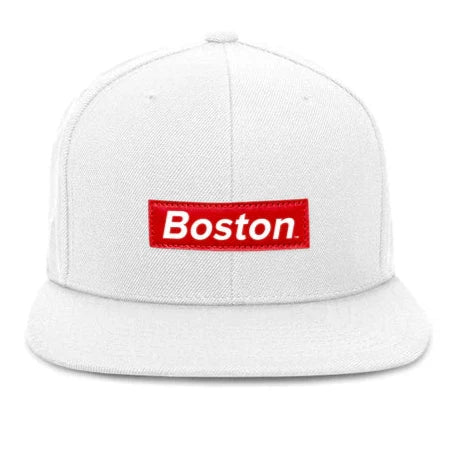 White/Red Box Logo Snapback Hat