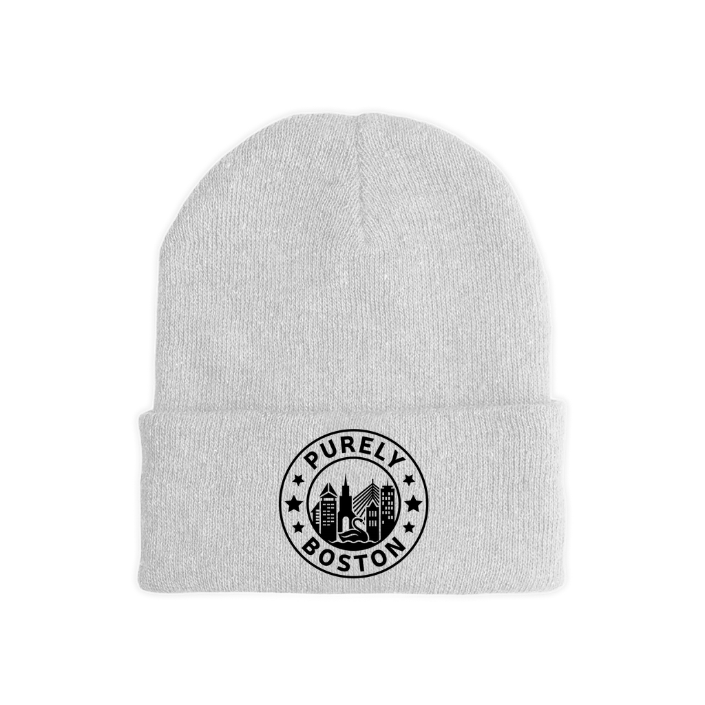 Purely Boston Logo White Beanie