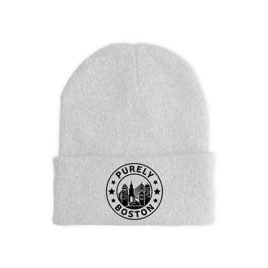 Purely Boston Logo White Beanie